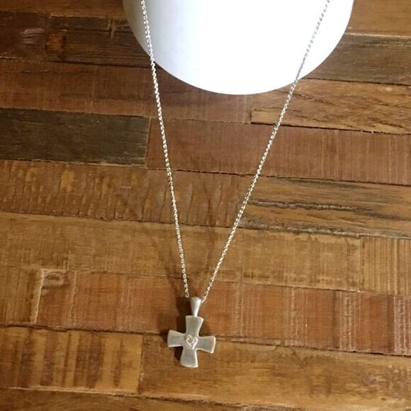 Vintage Carolee Sterling Silver Cross Necklace, signed, solid - Picture 1 of 8